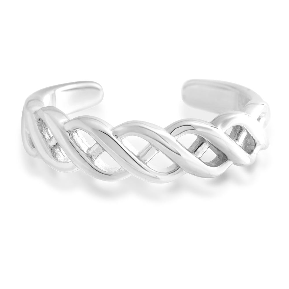 Sterling Silver Toe Ring Plait