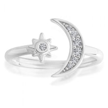Load image into Gallery viewer, Sterling Silver Toe Ring Crescent Moon and Star