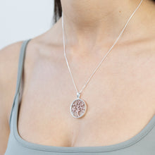 Load image into Gallery viewer, Sterling Silver Moving Encased Zirconia Tree of Life Pendant