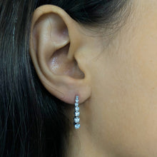 Load image into Gallery viewer, Sterling Silver 1x Diamond and Zirconia Graduated Drop Earrings