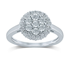 Load image into Gallery viewer, Silver 0.10 Carat Cluster Dress Ring with 25 Brilliant Diamonds