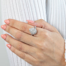 Load image into Gallery viewer, Silver 1 Carat Cluster Dress Ring with 72 Brilliant Diamonds