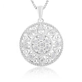 0.10 Carat Diamond Filigree Pendant in Sterling Silver
