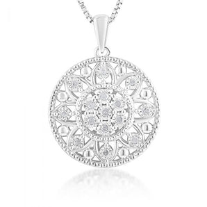 0.10 Carat Diamond Filigree Pendant in Sterling Silver