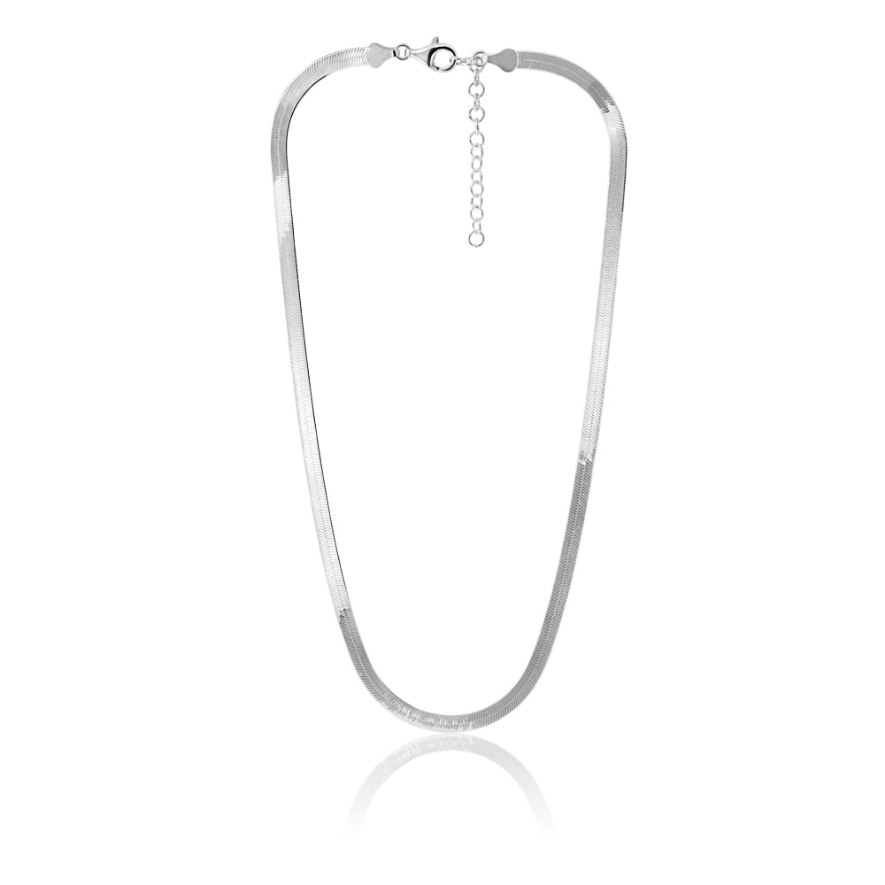 Sterling Silver 5mm Wide 46cm Flat Herringbone Necklet Grahams Jewellers