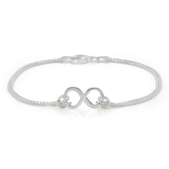 Sterling Silver 19cm Double Strand Infinity Bracelet