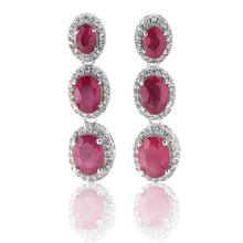 Load image into Gallery viewer, Sterling Silver Natural Enhanced Ruby and Zircon Drop Earrings