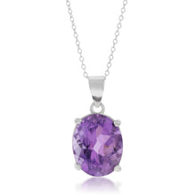 Load image into Gallery viewer, Sterling Silver Amethyst Oval 10x12mm Pendant with 45cm Chain