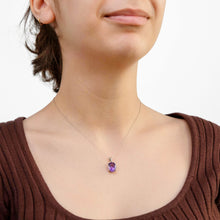 Load image into Gallery viewer, Sterling Silver Amethyst Oval 10x12mm Pendant with 45cm Chain
