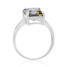 Load image into Gallery viewer, Sterling Silver Mystic Topaz Ring with Zirconia Accent
