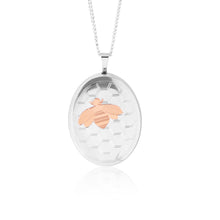 Load image into Gallery viewer, Sterling Silver Oval Bee Pendant