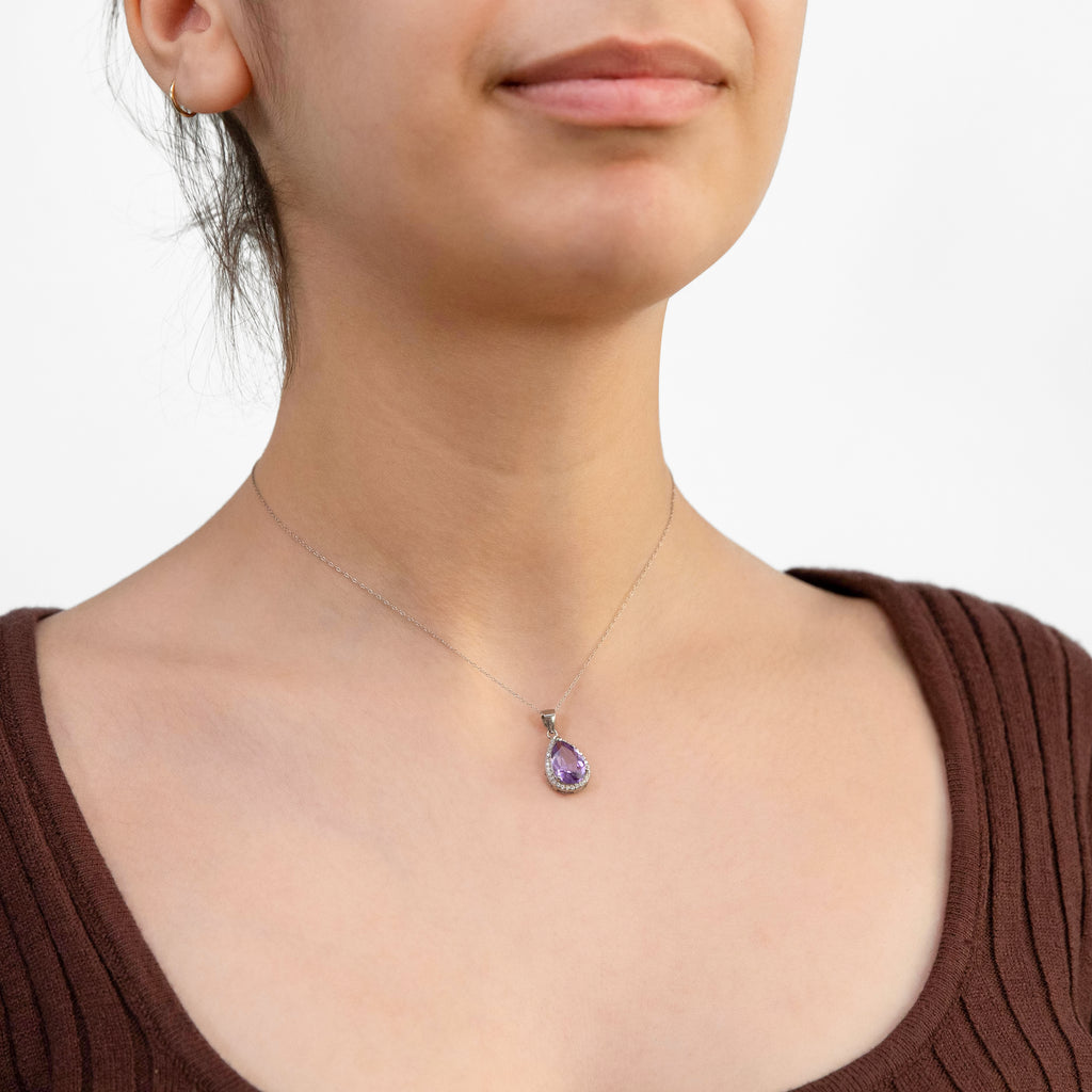 Silver and best sale amethyst necklace
