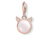 Rose Plated Sterling Silver Thomas Sabo Charm Club Rose Quartz Cat Ears