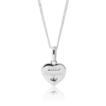 Sterling Silver Little Princess Crown Heart Pendant