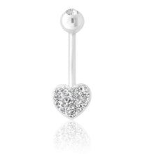Load image into Gallery viewer, Sterling Silver Belly Bar Crystal Heart