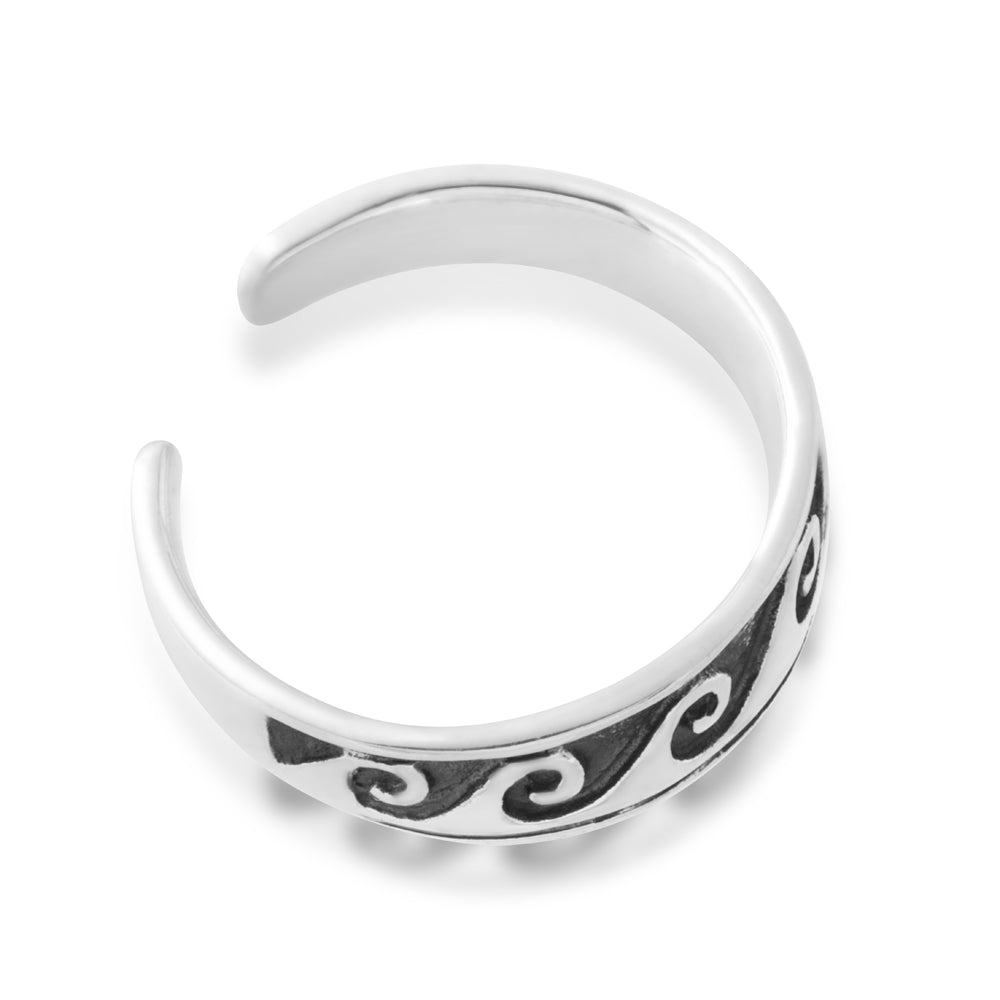 Sterling Silver Toe Ring Waves Oxidised