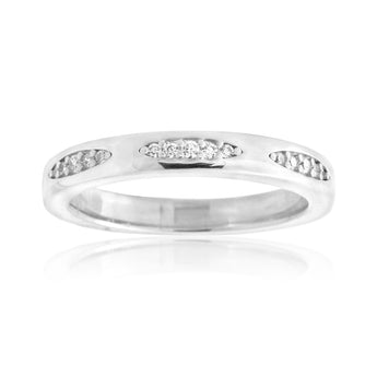 Sterling Silver Zirconia Claw Set Fancy Band