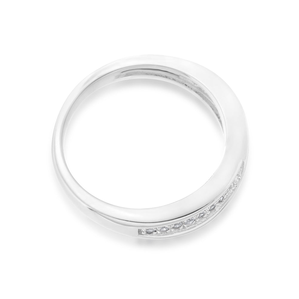 Sterling Silver Zirconia Fancy Crossover Ring