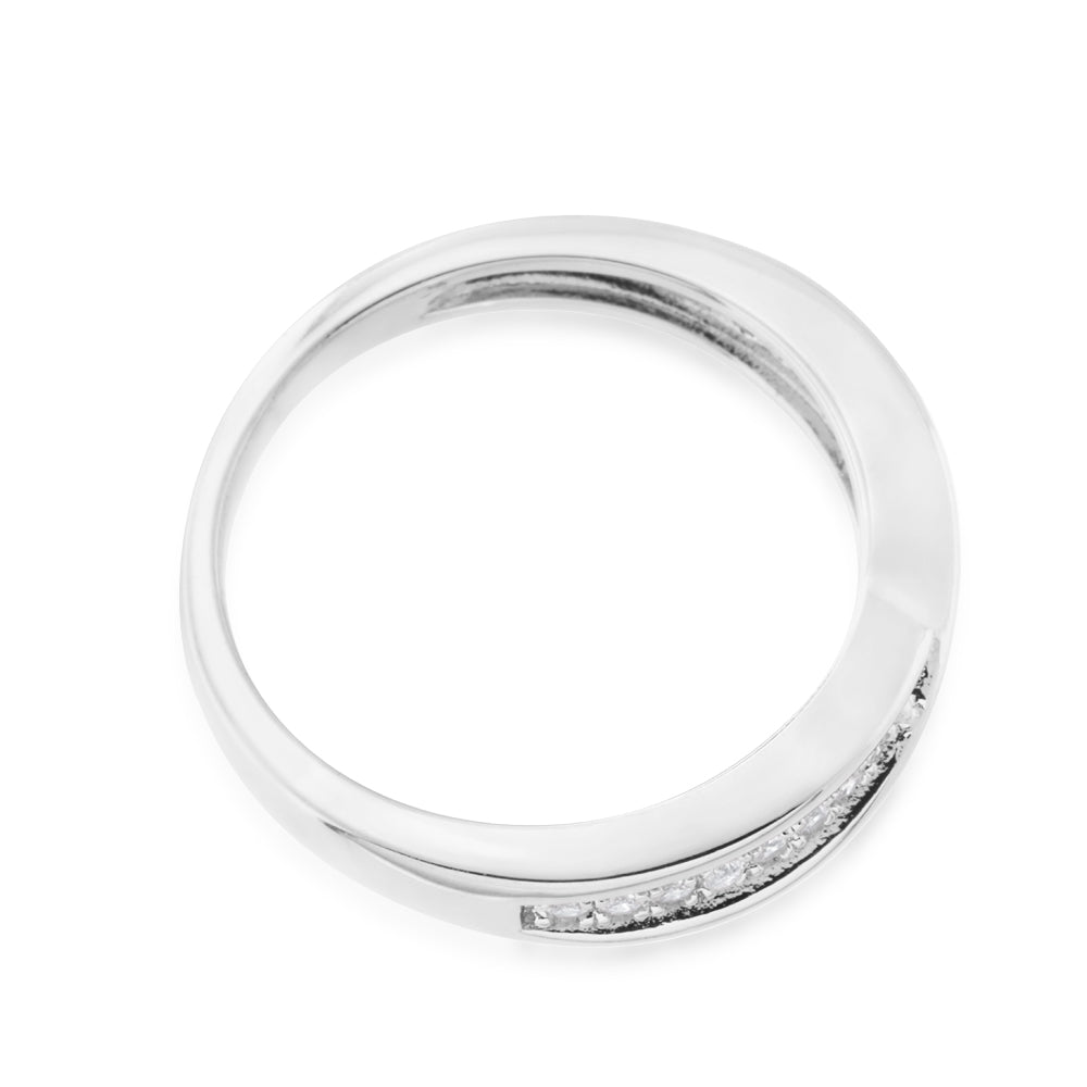 Sterling Silver Zirconia Fancy Crossover Ring