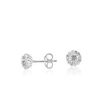 Load image into Gallery viewer, Sterling Silver Zirconia Round Stud Earrings