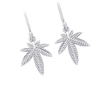 Sterling Silver Leaf Hook Drop Earrings