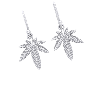 Sterling Silver Leaf Hook Drop Earrings