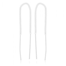 Load image into Gallery viewer, Sterling Silver Bar Drop Threader Earrings