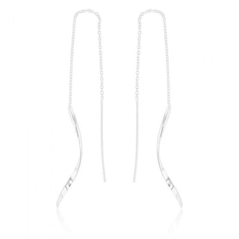 Sterling Silver Swirl Drop Threader Earrings