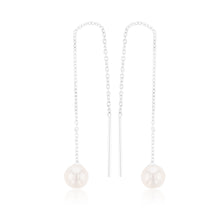 Load image into Gallery viewer, Sterling Silver Freshwater Pearl Drop Threader Earrings