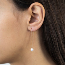 Load image into Gallery viewer, Sterling Silver Freshwater Pearl Drop Threader Earrings