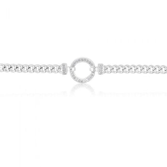 Sterling Silver 45cm Zirconia Fancy Boltring Curb Chain