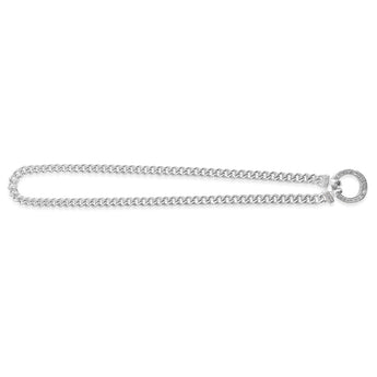 Sterling Silver 45cm Zirconia Fancy Boltring Curb Chain