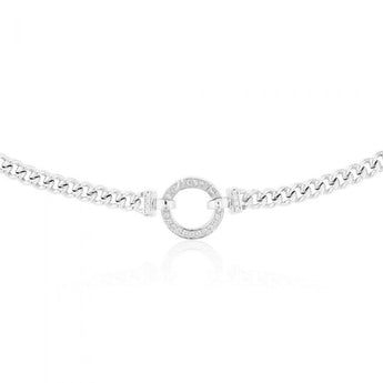 Sterling Silver 45cm Zirconia Fancy Boltring Curb Chain