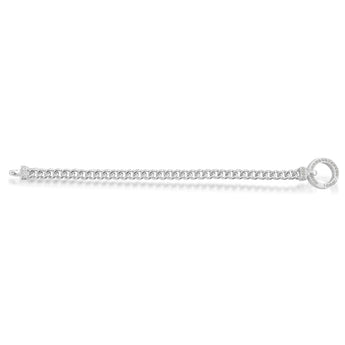 Sterling Silver 19cm Zirconia Fancy Boltring Curb Bracelet