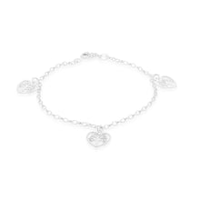 Load image into Gallery viewer, Sterling Silver 19cm Tree of Life Heart Charm Bracelet