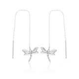 Sterling Silver Dragonfly Threader Drop Earrings