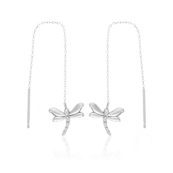 Sterling Silver Dragonfly Threader Drop Earrings