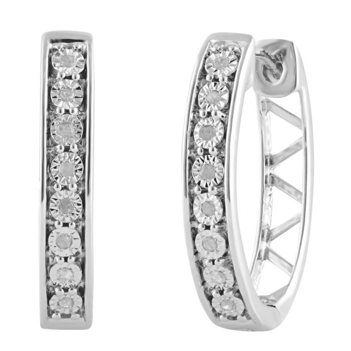 Silver diamond hoops Clearance
