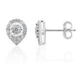 Sterling Silver 1/5 Carat Diamond Stud Earrings set with 58 Brilliant Diamonds