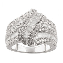 Load image into Gallery viewer, Sterling Silver 1.2 Carat Diamond Wave Ring
