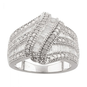 1.2 Carat Diamond Wave Ring in Sterling Silver