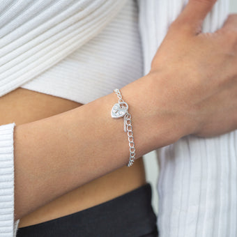 Sterling Silver 19cm Curb Keyhole Padlock Bracelet