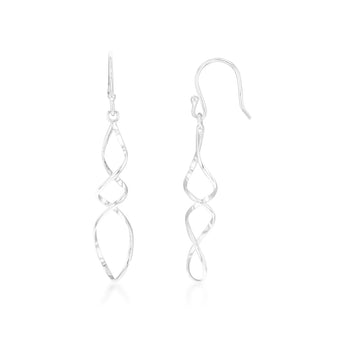 Sterling Silver Long Triple Twist Drop Earrings