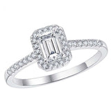 Sterling Silver Zirconia Halo Octagonal Channel Ring