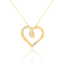 Load image into Gallery viewer, Gold Plated Sterling Silver Diamond Heart Pendant on 45cm Chain