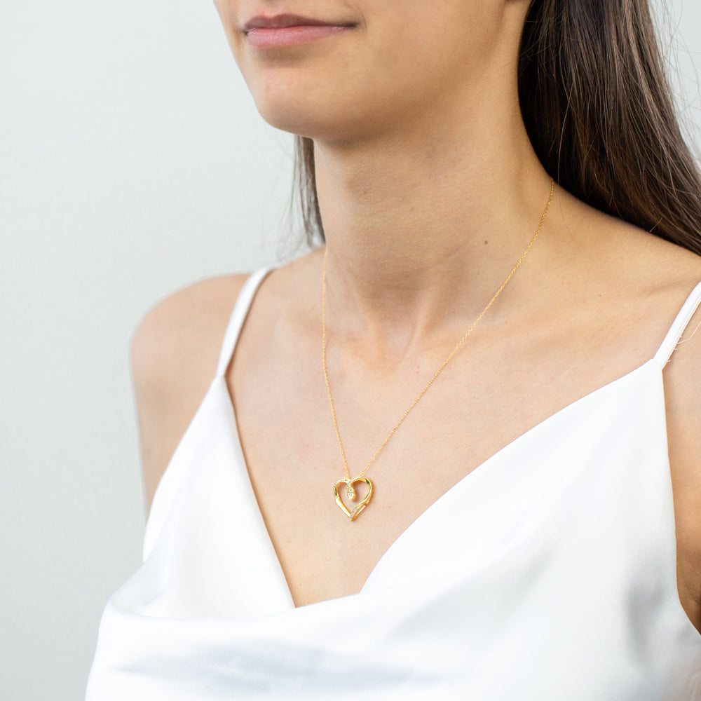 Gold Plated Sterling Silver Diamond Heart Pendant on 45cm Chain