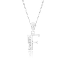 Load image into Gallery viewer, Sterling Silver Cubic Zirconia  Initial &quot;F&quot;  Pendant
