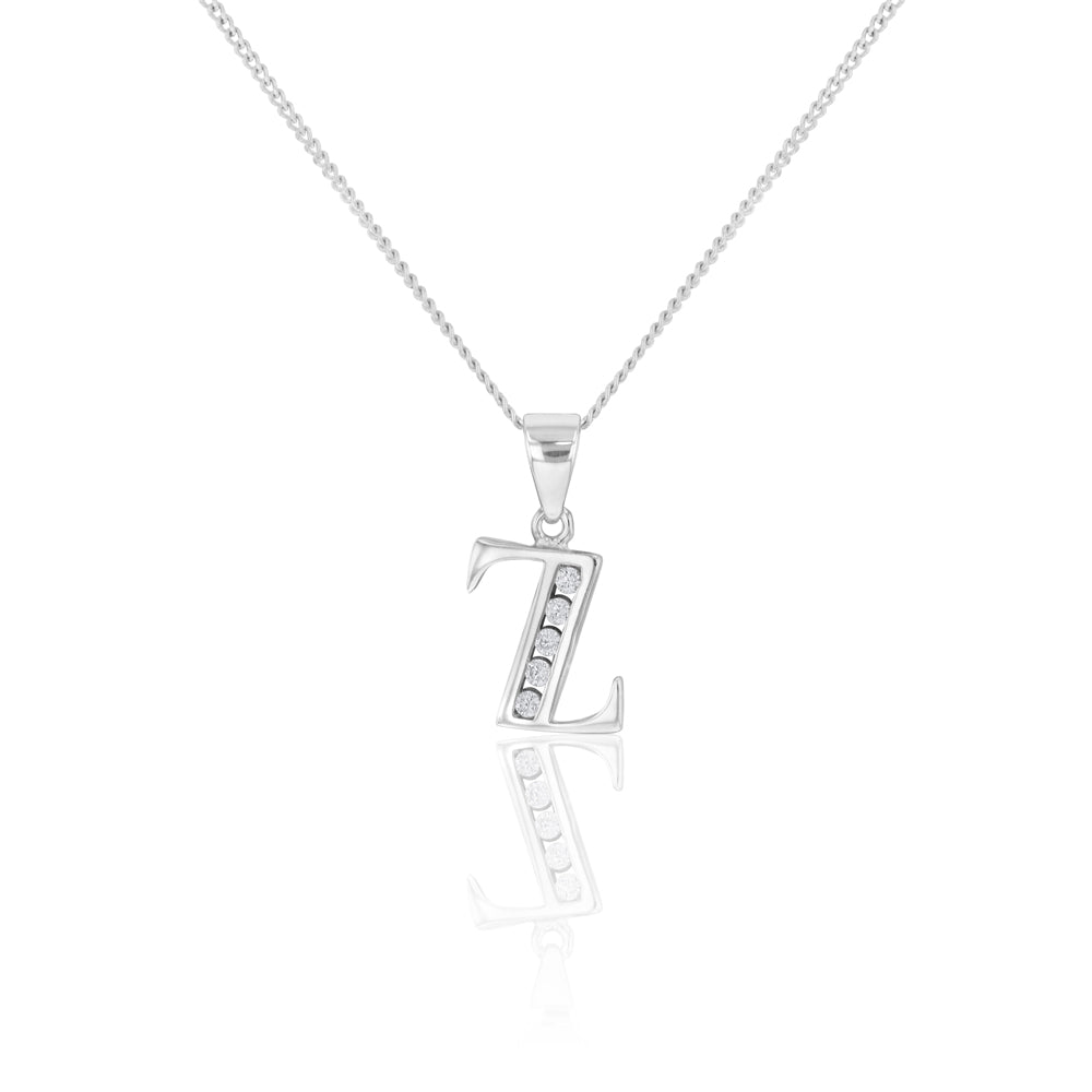 Sterling Silver Cubic Zirconia Initial "Z" Pendant