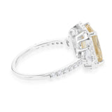 Sterling Silver Yellow And White Zirconia Emerald Cut Ring
