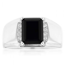 Load image into Gallery viewer, Sterling Silver Onyx and Zirconia Mens Ring